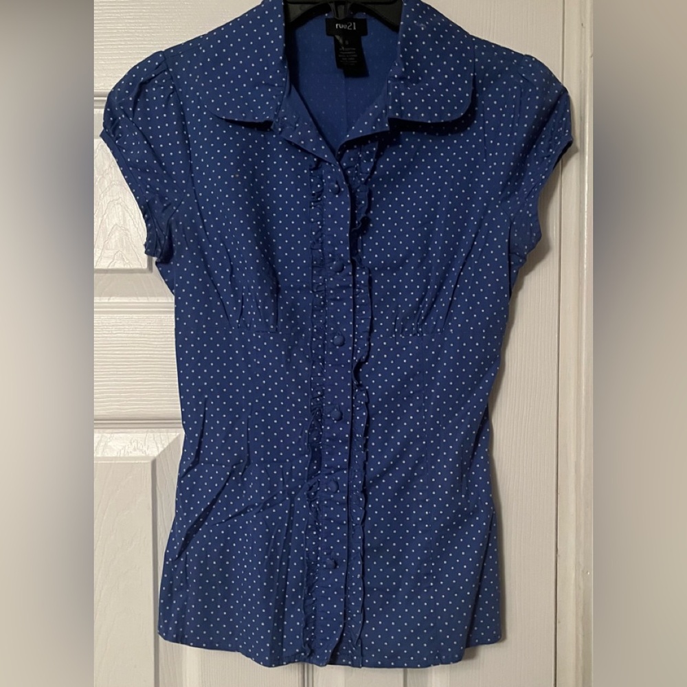 RUE21 Top, Blue/White, Size Small